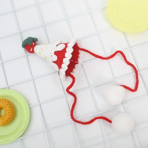 Strawberry Headwear For Girls' Birthday - Small Crocheted Strawberry Hat - Strawberry Birthday Decorations - Unique Party Prop4