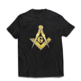 lepni.me T-Shirt pour Hommes Symboles maçonniques Logo maçonnique de l'équerre et de la Boussole Franc-maçon (XL Noir Multicolore)