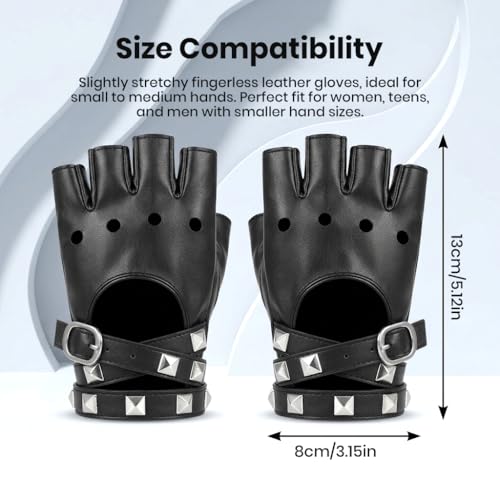 Image of PATPAT 1Pair Black Leather Half Gloves for Men Bike Riding with Reathable Adjustable Wrist Strap, Driving Gloves for men for Cycling, Motorcycle, Climbing Mountain, Hiking for Hard Knuckle Protection