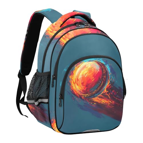 Travel Backpack Flaming Cricket Ball Casual Daypack for Weekender Trip2