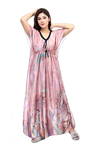 G4Girl Women's Silk Geometric Print Maxi Nightgown