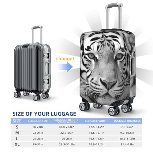 Elastic Travel Luggage Cover for Suitcase Tsa Approved Stretch Scratch-Resistant Suitcase Protector Cover Washable Black White Tiger Baggage Covers Fits 18-32 Inch Luggage Case2
