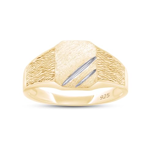 AFFY Men's Two-Tone Zeus Signet Ring in 14K Gold Over 925 Sterling Silver