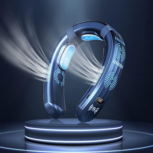 Neck Air Conditioner Portable, Cooling Neck Fan 3D Airflow Rechargeable Cold Air Personal Fan, 5 Turbo 3 Air Cooler Plates, 6000mAh Wearable Air Conditioner, Strong Wind Portable Neck Cooler & Heater