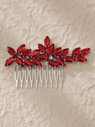 Peine para cabello rojo con pedrería para boda miniatura 2