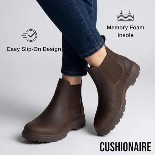 Image of CUSHIONAIRE Women's Britain Chelsea Boots, Soft Vegan Leather, Non-Slip Sole, Memory Foam, Back Pull Tab, Ankle Boots for Women, Wide Widths