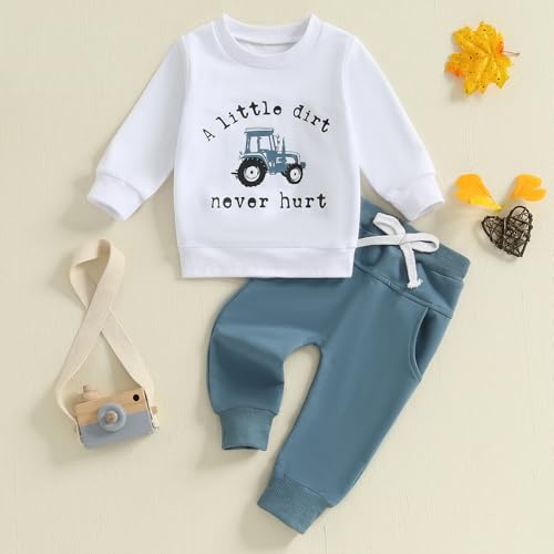 Toddler Baby Boy Clothes Crewneck Sweatshirt Long Sleeve Letter Print Shirt with Pants Cute Fall Winter Outfits2