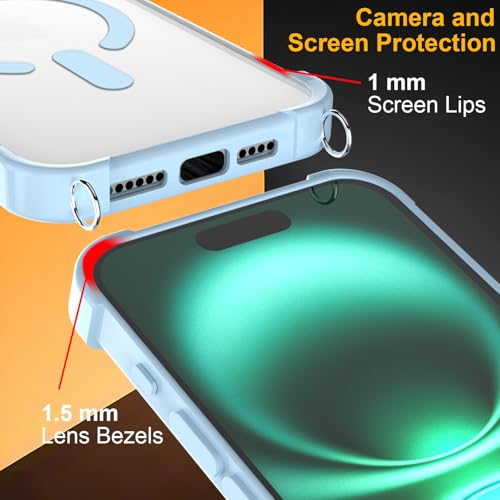 Coque cordon iPhone 16 Plus transparente抗震 étui magnétique bleu - 3