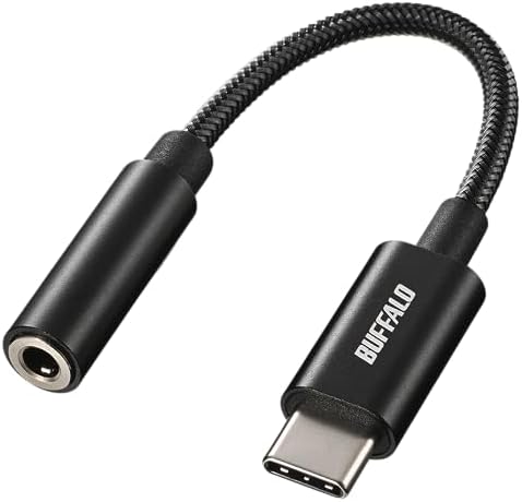 （16:00時点） バッファロー USB Type-C 3.5mm 3極 4極 オーディオ 変換 アダプター ハイレゾ対応 DAC搭載 高耐久ケーブル 屈曲耐久試験30,000回クリア イヤホンジャック イヤホン ヘッドホン ヘッドセット マイク 音量調整 【 iPhone 16 / 16 Pro/iPad/Mac/Android スマートフォン タブレット 対応 】 ブラック BSMPC355HRBK