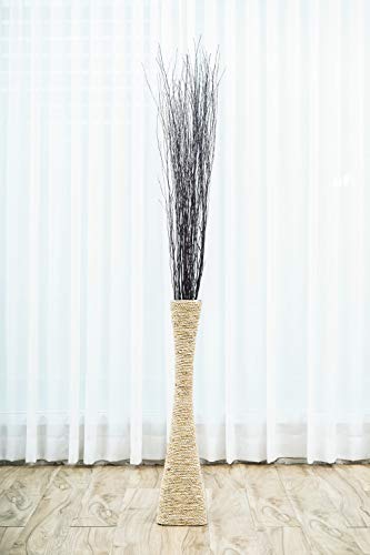 Image of Leewadee Tall Vase Filler, Natural Grass Stems - 2 Bunches of Colored Decorative Branches for Vases, Carefully Dried Rattan Twigs for Home Decoration, 45 inches, Black Brown