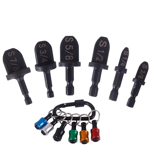 6pcs HVAC Copper Pipe Swaging Tool HVAC Copper Pipe Expander Tool with Push to Unlock 6pcs Bit Holder Key Chain