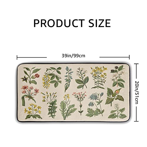 Kawani Floral Herbs Kitchen Rugs Floor Mat Anti Fatigue Washable Sage Leaves Door Mats For Home & Kitchen & Office Wild Plant Decor Memory Foam Mat Non-Skid 39X20Inch… #TOP2