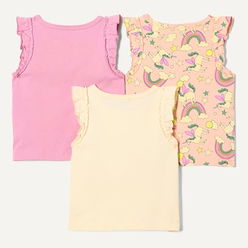 Image of Amazon Essentials Girls and Toddlers' Cotton Ruffle Tank Tops, Pack of 3