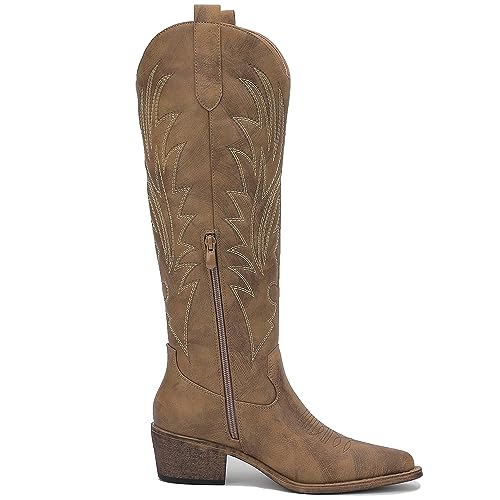 Image of GLOBALWIN Women's The Western Cowboy Cowgirl Embroidered Knee High Boots