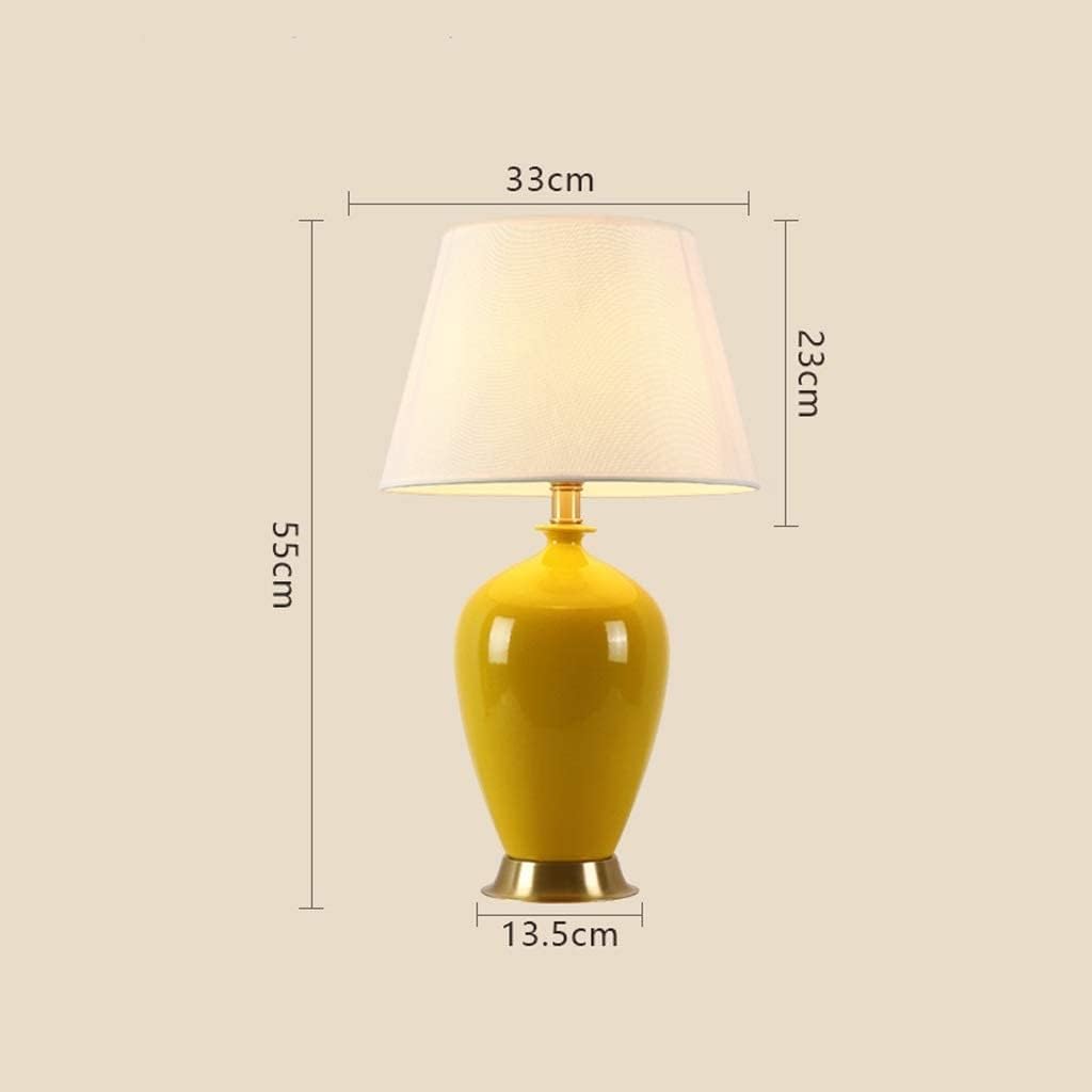 Lampa Stołowa Ceramiczna Lampa Stołowa Lampka Nocna W Stylu Amerykańskim Klosz Z Tkaniny Miedziana Podstawa Do Salonu Sypialni Do Domowego(Remote Control)