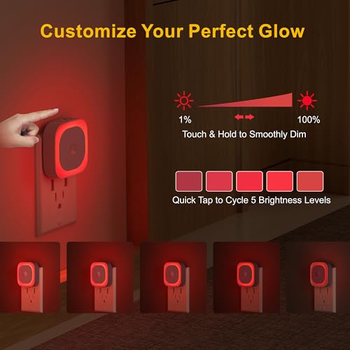 YUNLEX 2 Pack Plug in Red Night Light with Motion Sensor and Light Sensor by YUNLEX - Used condition - Image 5