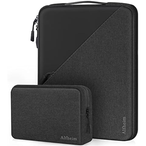 Alfheim 14-14.2 inch Laptop Sleeve Case with Handle,Oxford PU leather stitching,Shock Resistant Waterproof Soft Notebook Case with high-capacity Accessories Pouch,Compatible with MacBook Pro 14 inch Cover