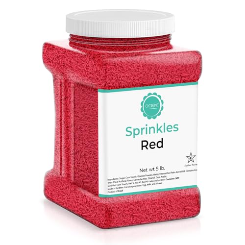 Image of O'Creme Red Sprinkles for Cake Decorating, 5 Pounds