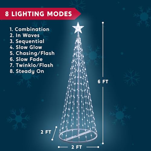 Joiedomi 31792 6 Ft Animated Christmas Cone Tree Yard Light Decorations 280 Pre-Lit Led Cool White Light With Metal Stakes For Indoor Outdoor Garden Holiday Décor thumb #5