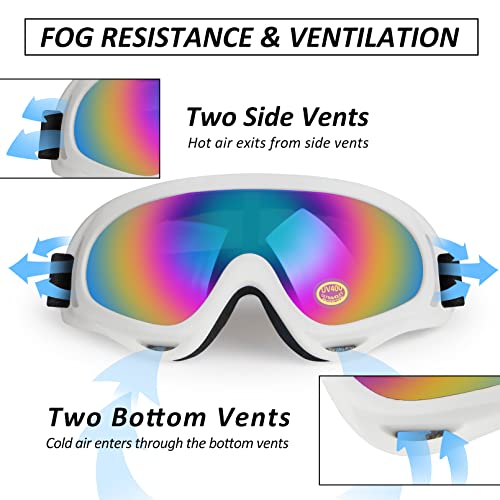 Image of Motorcycle Goggles 2 Pack with 2 Pack Neck Breathable Bandana | ATV Dirt Bike Eyewear, Motocross Riding Goggles, MX Racing Windproof Goggles, UV400 Anti-Fog, Adult Youth Kids