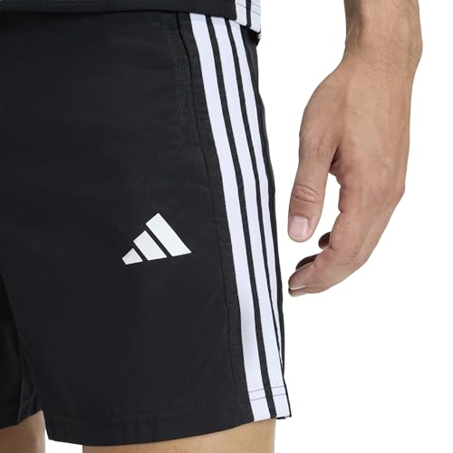 adidas Men’s Workout Essentials Base 3 Stripes Woven Short, Black/White, L 5 inch