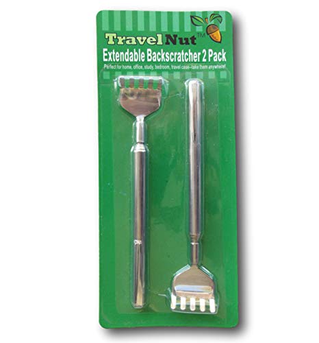 TravelNut Best Practical Stocking Stuffer Ideal Special Under 15 Dollars for Him Men Dad Grandpa Parents Christmas 2023 2 Pack Metal Extending Back Scratcher Rascador de Espalda Telescopico