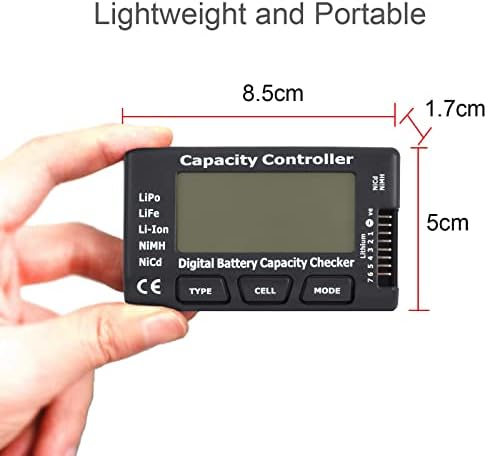 eSynic Digital Battery Capacity Tester Indicator LCD Battery Capacity Voltage Checker Controller Tester for LiPo Life Li-ion NiMH