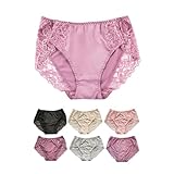 [Lino Ulu] 3枚セットｘ花柄レースショーツ【伸縮性ｘ通気性ｘストレッチ生地ｘクロッチ部綿100％】 ショーツ レディース セット レース 下着 大きいサイズ (JP, アルファベット, L, カラフルセット(ベビーピンク/ダークパープル/ライトパープル))