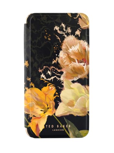 Ted Baker Orange Tulip Mirror Folio Phone Case for iPhone 13/14 Gold Shell