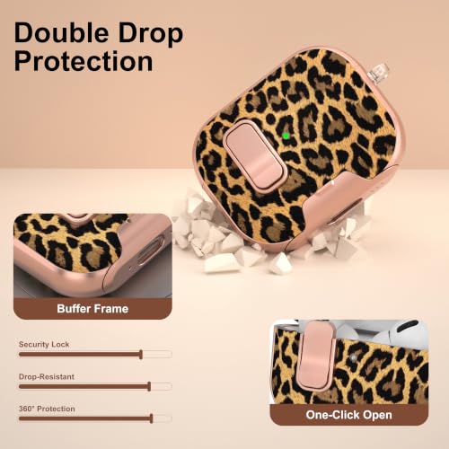 Image of for AirPods Pro 2 /1 Case with Safety Lock & Phone Stand, Leopard