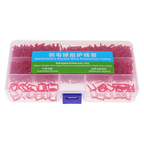 RNXRZANK 1200 Piezas de Ojales para Raquetas de Bádminton, Protectores de Cuerdas de Nailon, Kit de Reparación de Doble Línea, Kit de Mantenimiento Adecuado Pa, Rojo