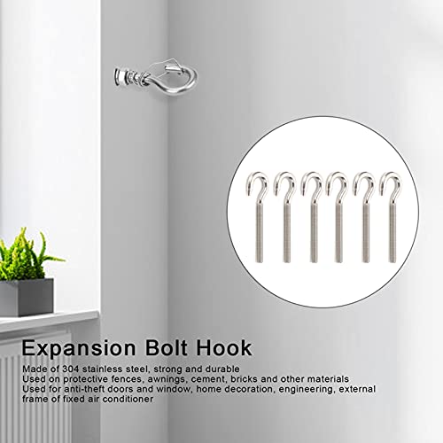 Image of Eye Hooks, 10Pcs 304 Stainless Steel Open Hook Eyelet Threaded Screws Hardware for Hanging Objects