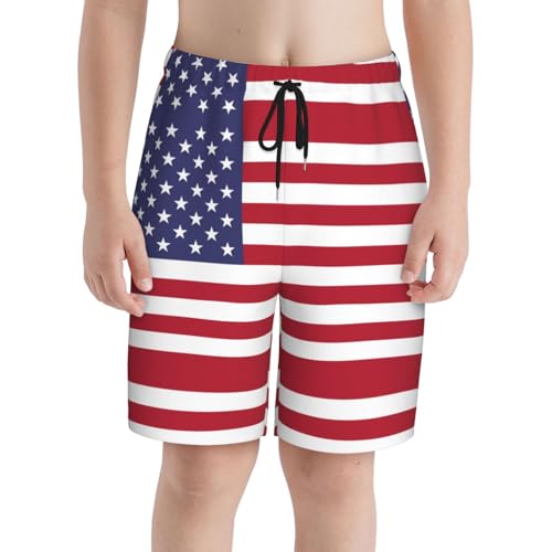 American Flag Youth Beach Pants, Soft and Breathable, with Drawstring Waist, Suitable for Sports and Leisure.3