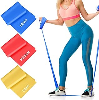 Resistance Bands Set, 3 Pack Elastic Exercise Band, 2M / 6.5 FT Stretch Bands with 3 Resistance Levels, Strength Training, Pilates, Yoga, Fitness, Red,Yellow,Blue, (ZHIO-HM8323)