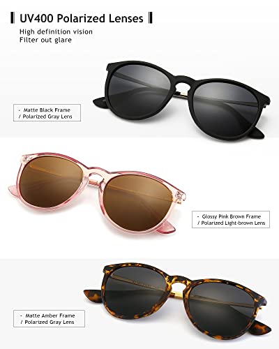 Image of SUNGAIT Vintage Round Sunglasses for Women Classic Retro Designer Style