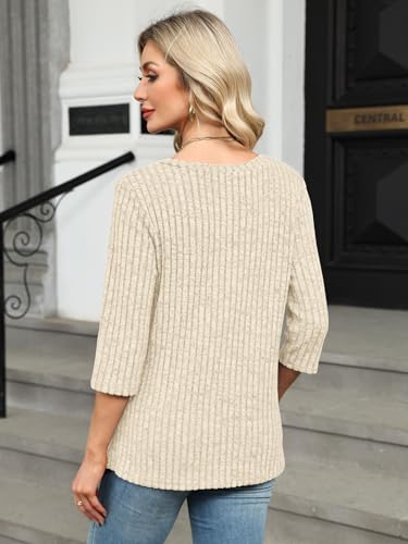 VUTRU Sweater for Women 3/4 Sleeve Henley Shirts Tunic Tops Loose Casual Blouses Fall Fashion Clothes 20252