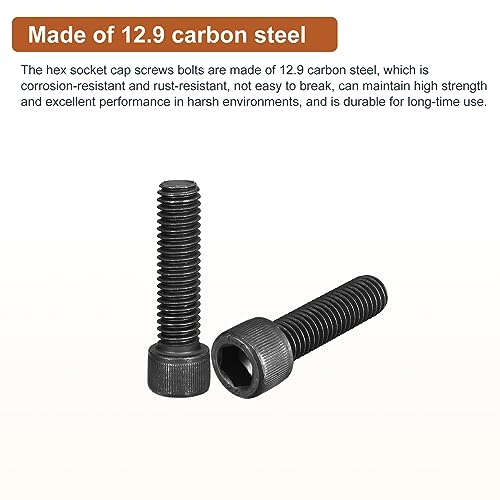 DTGN 3/8-16x1-1/2" Socket Head Cap Screws Bolts, 10Pcs 12.9 Grade Alloy Steel, Machine Hex Socket Screw, Hex Drive - Image 3