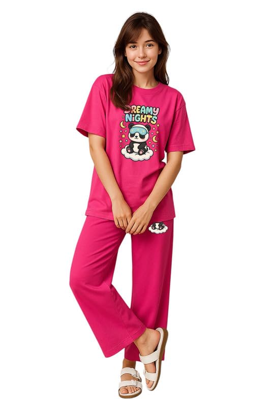 Image of My Swag Womens Cotton Night Suit | T-Shirt and Lower | Summer and Winter Sleepwear