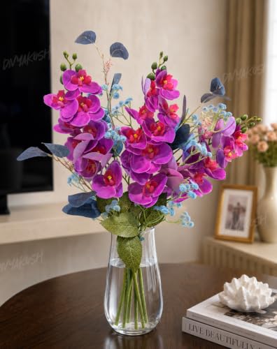 Image of Divyakosh Purple Orchid Bouquet, Artificial Flowers for Vase's (VASE NOT Included), Decorative Flower Bunch for Home Decor