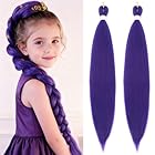 Purple Braiding Hair Extensions for Braids 24 Inch Long Pre Stretched Braiding Hair 2 Packs Synthetic Crochet Hair Extensions EZ Braid Soft Yaki Texture for Halloween Cosplay(24Inch, Dark Purple)