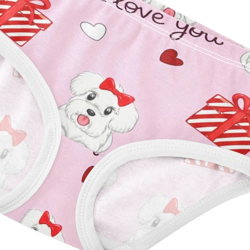 Cute Dogs Red Gifts Pink Panties for Girl Toddler Underwear Floral Cotton Fun Briefs Undies Kids 2t4