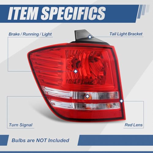 Image of Auto Dynasty Tail Lights Assembly Rear Lamps Compatible with 2009-2020 Dodge Journey, Driver and Passenger Side, Chrome Housing Red /Clear Lens, NON LED