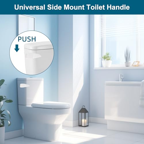 Image of Hygie Rinse Universal Side Mount Metal Toilet Handle Replacement Kit, White | Compatible with American Standard /Mansfield /Gerber /TOTO /Kohler Toilet, Toilet Tank Flusher Lever with Flapper Chain
