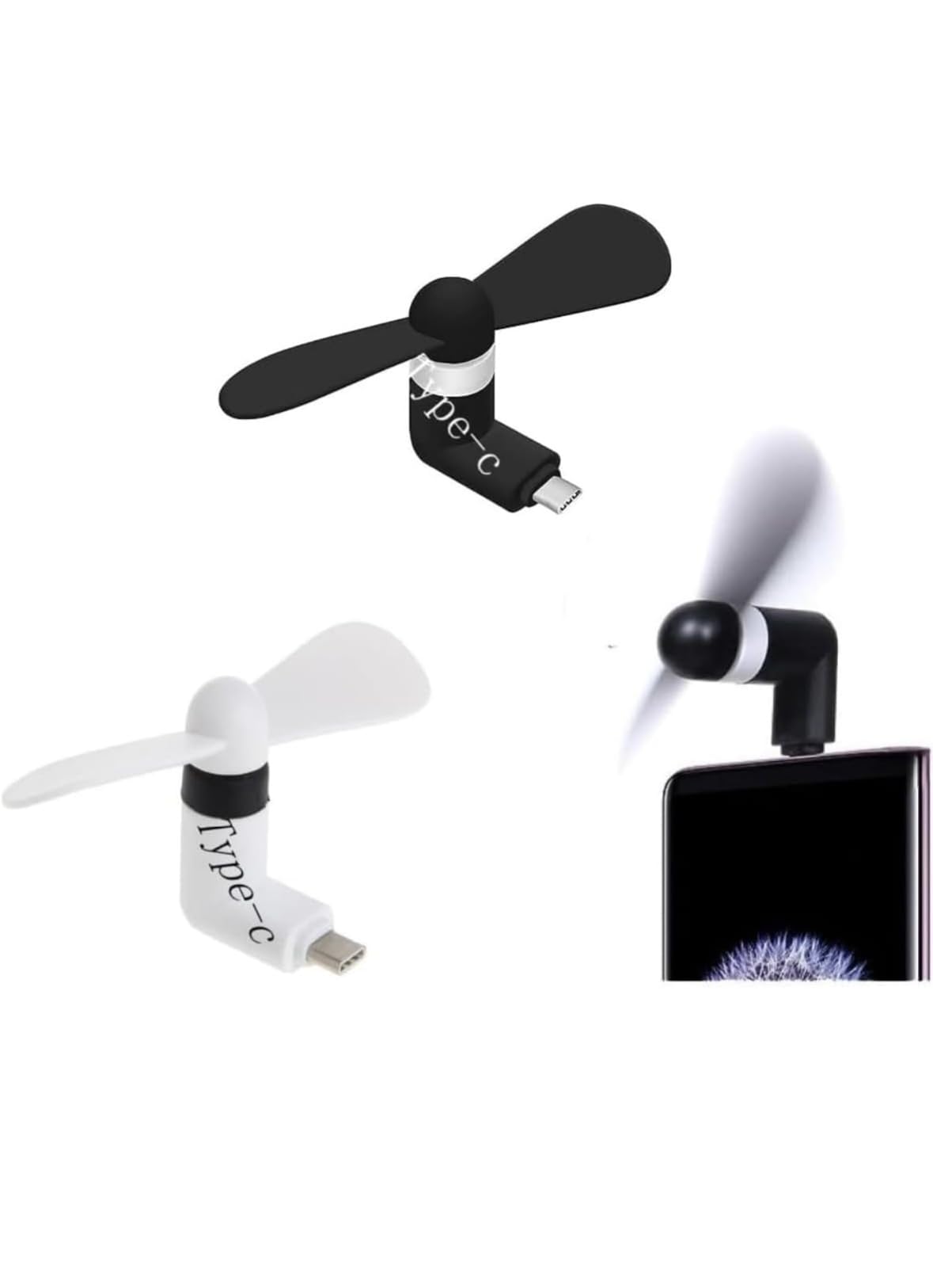 Combo of 2 Pcs. Mini Type-C F an M ini Fan 2-Blade Fan High Speed USB F an, M ini Mobile Cooler, Mini fan Support with All Android & Type-C Smatphones (Multi-colour)