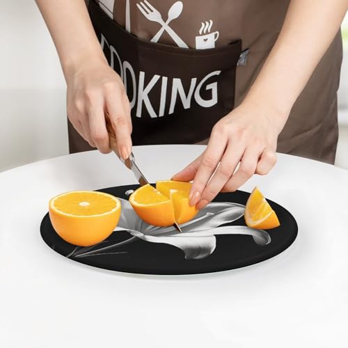 Planche à découper ronde en verre lys finition premium