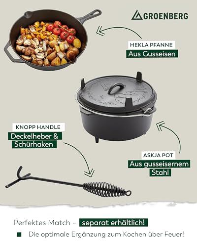 Groenberg Outdoor Kochgestell Tjener Foot Kochen Feuer Klappbar Camping Pfanne aus Stahl, Silber, 34 x 29 x 17 cm, für Outdoor-Kochen