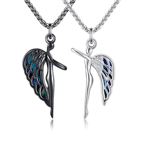 Hug Couples Necklaces 925 Sterling Silver Guardian Angel His and Her Matching Necklace Hug Couple Matching Jewelry Gift for Couples3