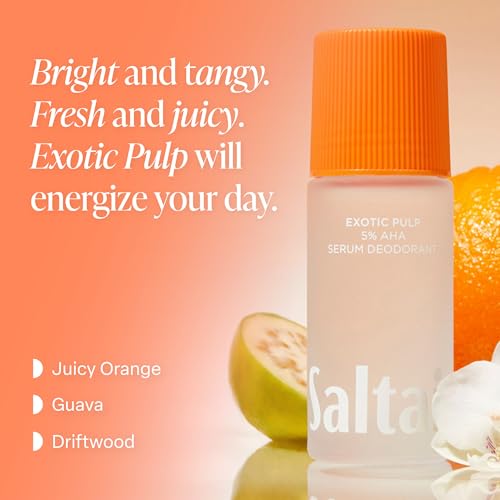 Image of Saltair Serum Deodorant 2 Pack - 5% AHA - Aluminum-Free Odor Control for Women & Men - Mandelic Acid Deodorant with Lactic Acid - Exotic Pulp Scent - 2x 1.7oz Travel Roll On
