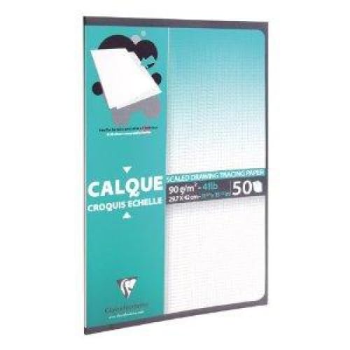 Lot de 5 Bloc encollé de 50 feuilles de Papier Calque croquis échelle, 90/95 g/m², A3