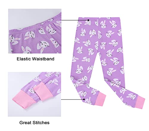 Benaive Girls Easter Pajamas Kids Bunny Easter Pjs Long Sleeves Set 100% Cotton Novelty Girls Sleepwear 2 Pieces Size 6 - image 5